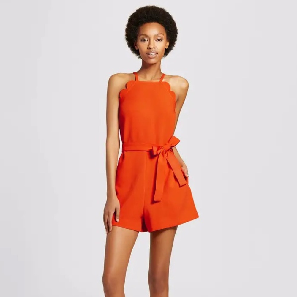 NWOT Victoria Beckham for Target Orange Scalloped Romper Sz XS